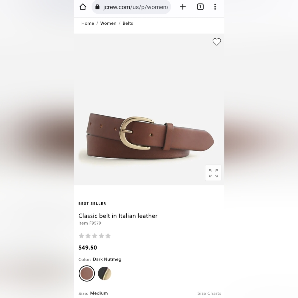 J. Crew Italian leather belt Size S